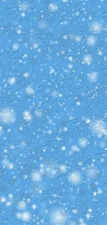 Blue snowflake winter wallpaper for mobile phones.