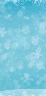 Cute snowman with winter snowflakes and blue background mobile wallpaper.