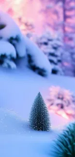 Animated winter landscape with snow and character in blue attire.