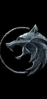 Wolf emblem set against a deep black background.