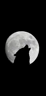 Wolf howling at the moon with a black background.