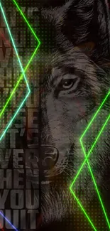 Majestic wolf with neon lines wallpaper.