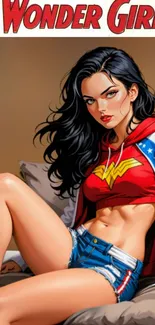 Wonder Girl superhero wallpaper with vibrant colors.