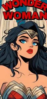 Animated Wonder Woman vibrant wallpaper.