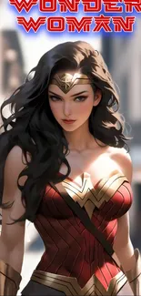 Wonder Woman art wallpaper with a powerful female superhero design.