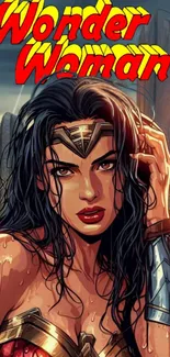 Wonder Woman graphic art with vibrant colors and intricate details.