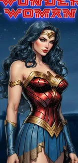 Wonder Woman digital art in vibrant colors.