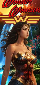 Wonder Woman vibrant fantasy artwork with dynamic and colorful design.