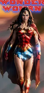 Wonder Woman in red and blue costume wallpaper.