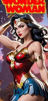 Wonder Woman vibrant HD wallpaper featuring iconic superhero costume.