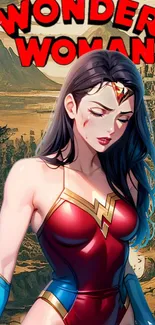 Wonder Woman mobile wallpaper with vivid colors and powerful imagery.