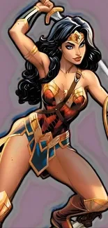 Wonder Woman in dynamic comic pose.