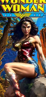 Dynamic Wonder Woman wallpaper with vibrant, colorful design.