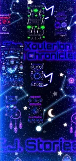 Cosmic galaxy wallpaper with Xoulerion Chronicles theme, stars, and dreamcatcher motifs.