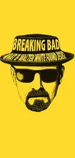 Breaking Bad minimalist yellow wallpaper with character silhouette.