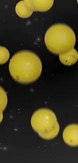 A dark sky filled with glowing yellow bubbles for mobile wallpaper.