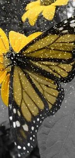 Yellow butterfly perched on a vibrant flower.