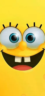 Cheerful yellow cartoon character wallpaper for mobile.