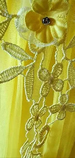 Yellow floral lace design with intricate details.