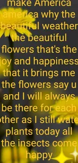 Yellow flowers with motivational quote on gray background.