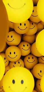 Vibrant yellow smiley faces wallpaper for mobile devices.