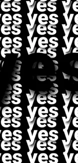 Black and white Yes typography wallpaper design.