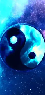 Cosmic Yin Yang mobile wallpaper featuring blues and purples.