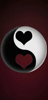 Yin yang heart design mobile wallpaper