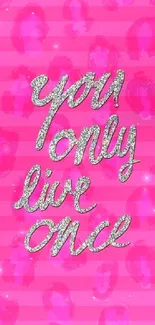 Pink YOLO wallpaper with glitter text.