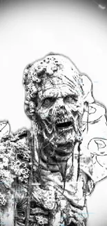 Black and white sketch of a zombie for mobile wallpaper.